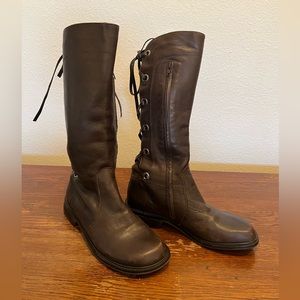 JJill Vintage leather knee high boots with back ties size 6 1/2 6.5